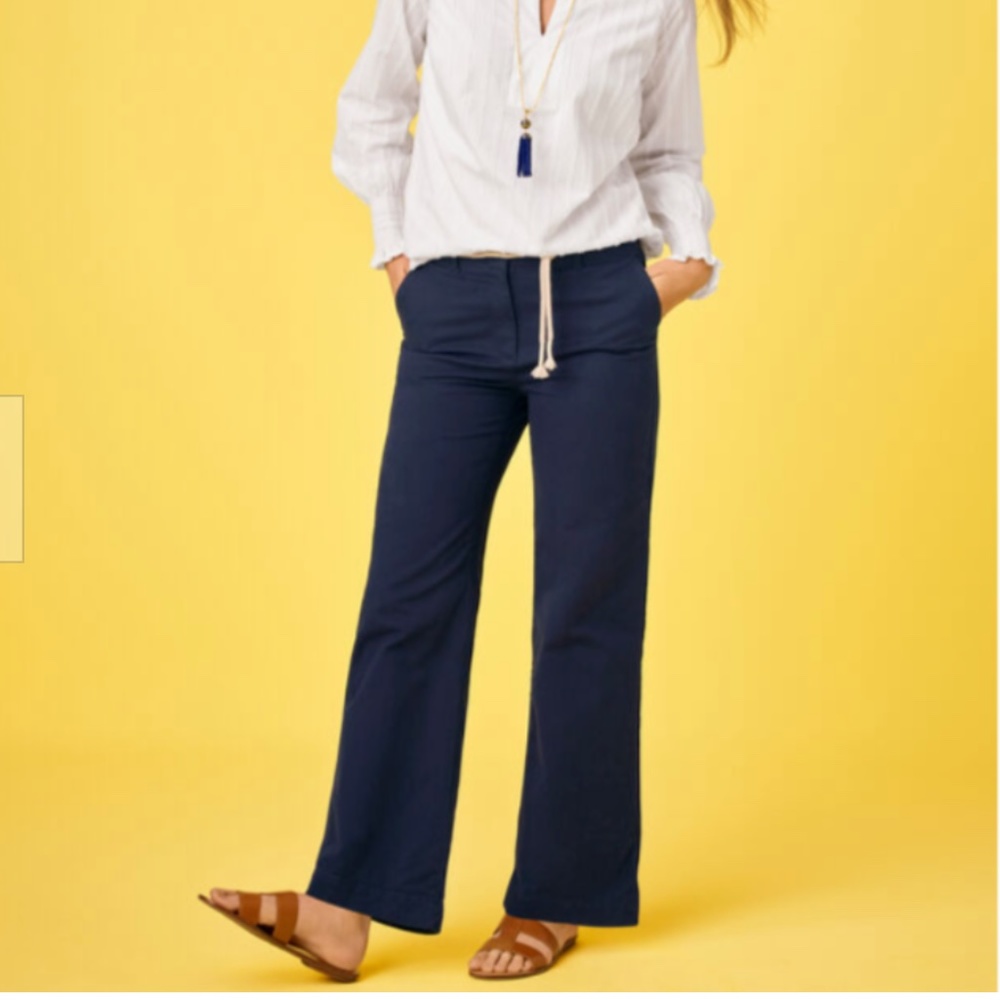Talbots Navy Twill Wide-leg Pant Sz 6